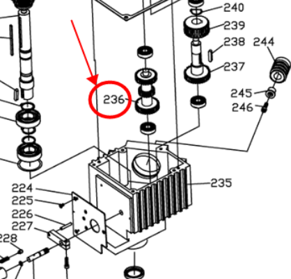 Spare part #188012-236 Gear shaft for BS-912GR Bandsaw