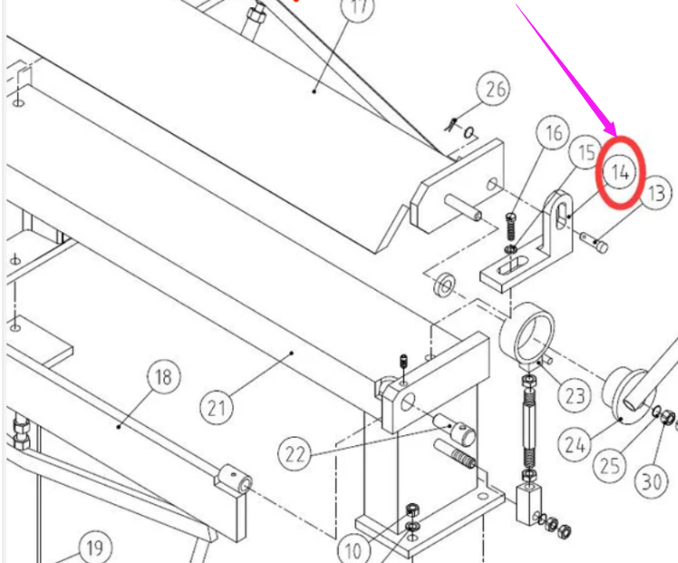 Spare parts Right bracket plate for MB-72